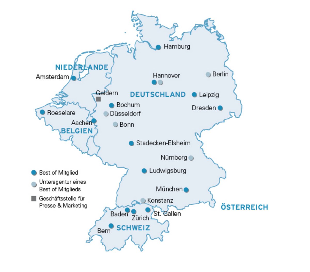 Best of Travel Group Standorte mit Büros